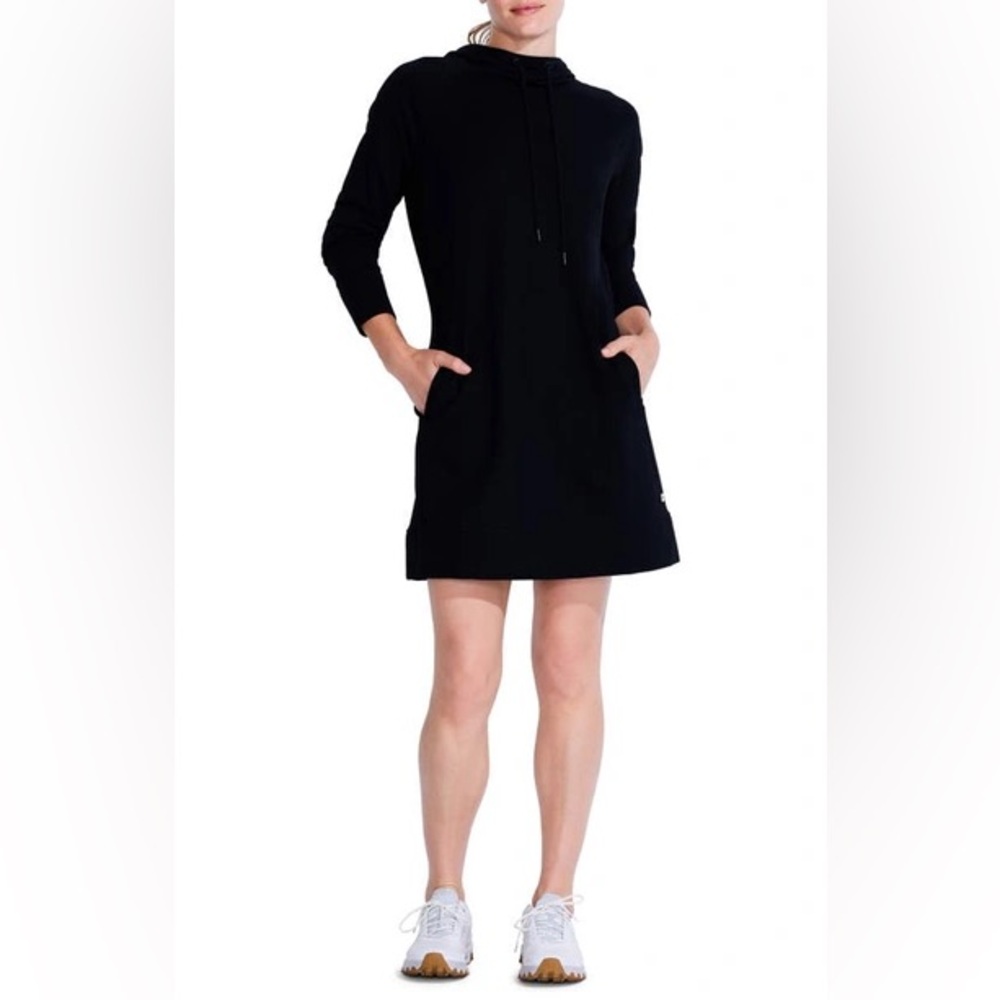Nic+Zoe‎ Active Black Brushed Terry Hooded Long Sleeve Sweatshirt Dress Small